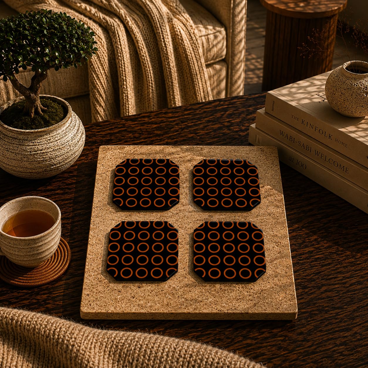 Retro Hexagon Coasters Pack of 4