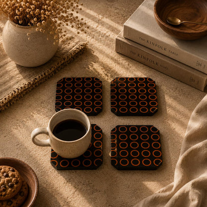 Retro Hexagon Coasters Pack of 4