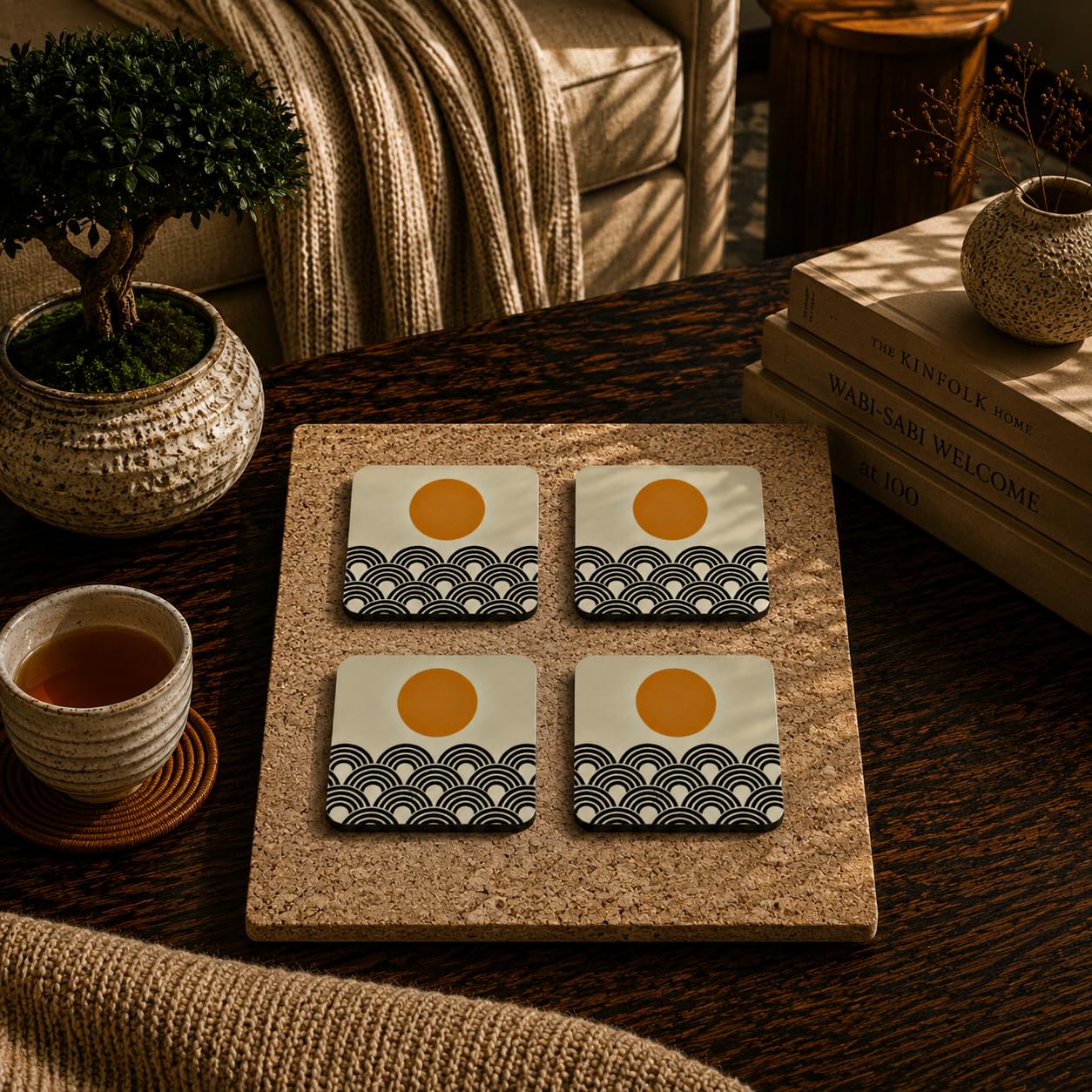 Crimson Bonsai Coasters Pack of 4