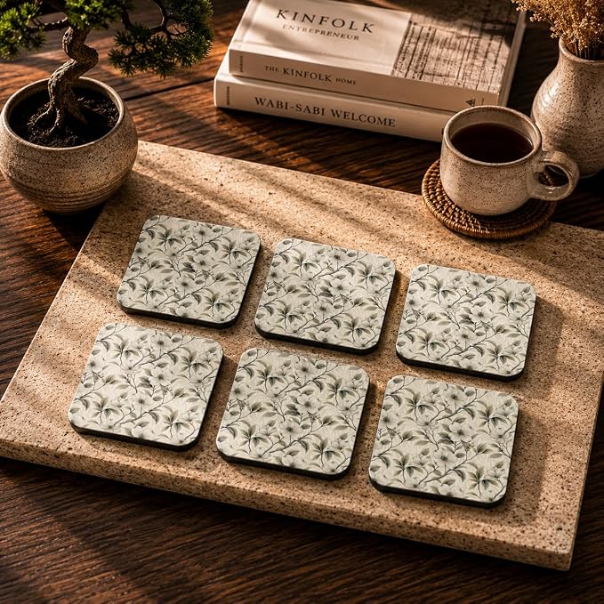Ivory Floral Coasters Pack of 6