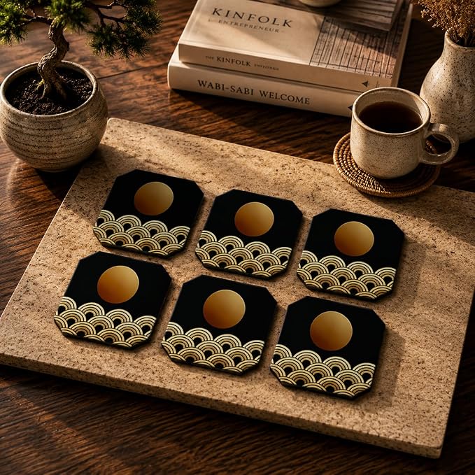 Japanese Waves Coasters Pack of 6