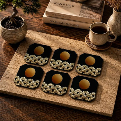 Japanese Waves Coasters Pack of 6