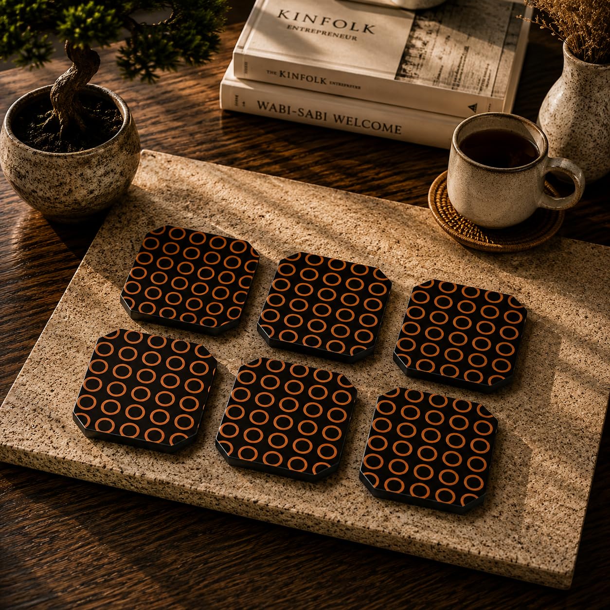 Mid-Century Rings Coaster Set Of 6