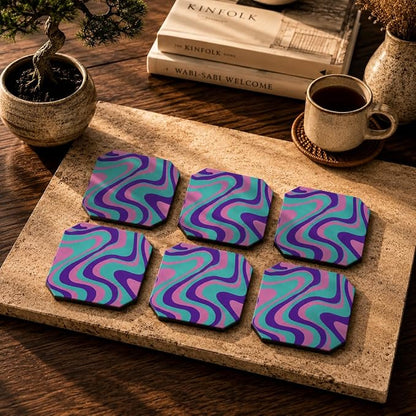 Purple Waves Coasters Pack of 6
