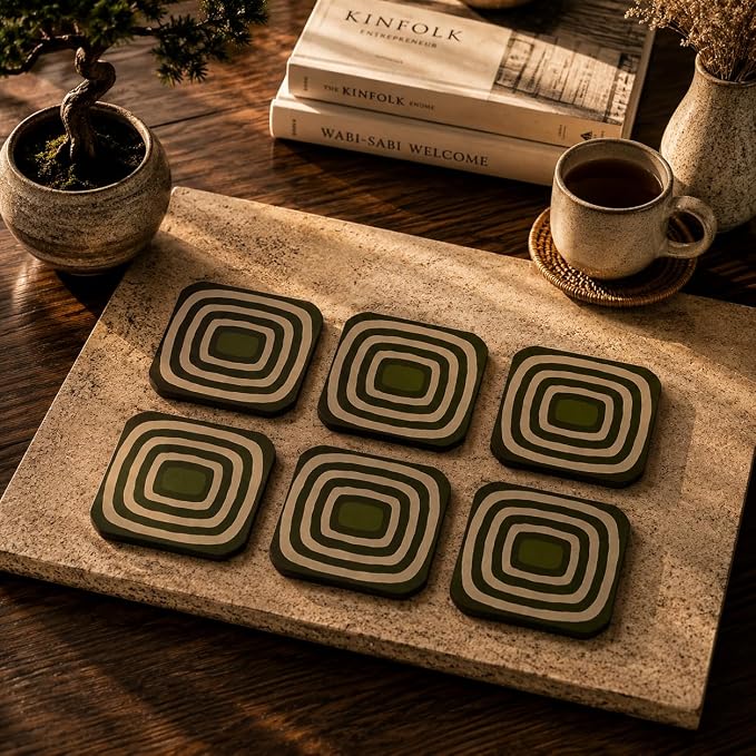 Concentric Squares Coasters Pack of 6