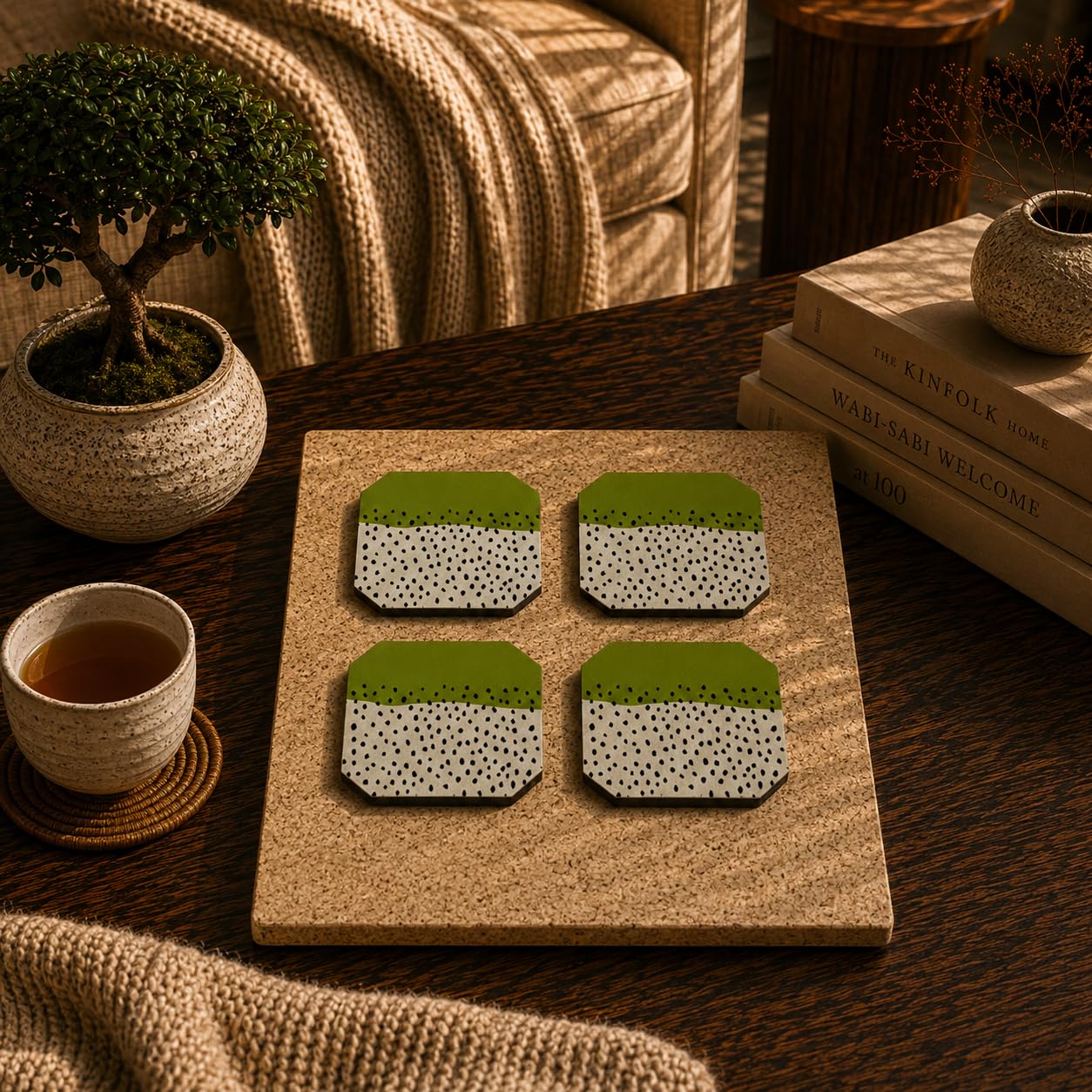 Vintage Hex Grid Coasters Pack of 4