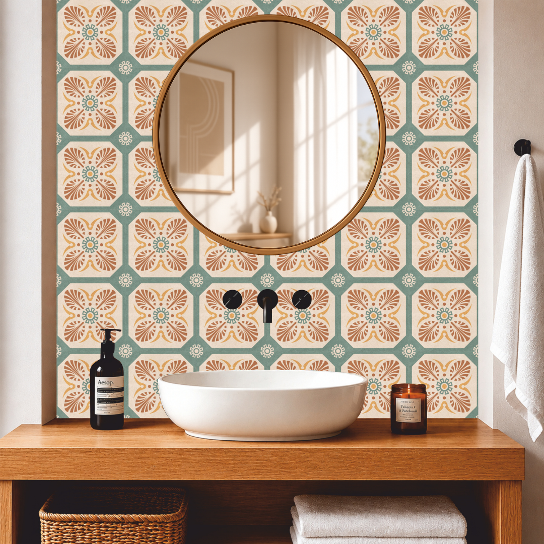 Terracotta Blossom Trellis Tile Sticker