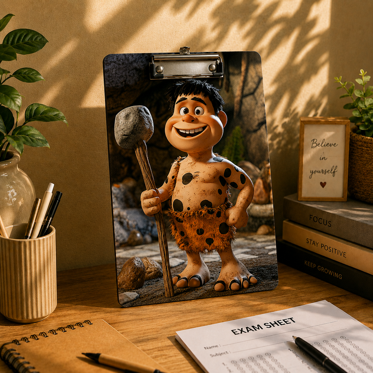 Cute Stone Age Character Writing Pad Clipboard