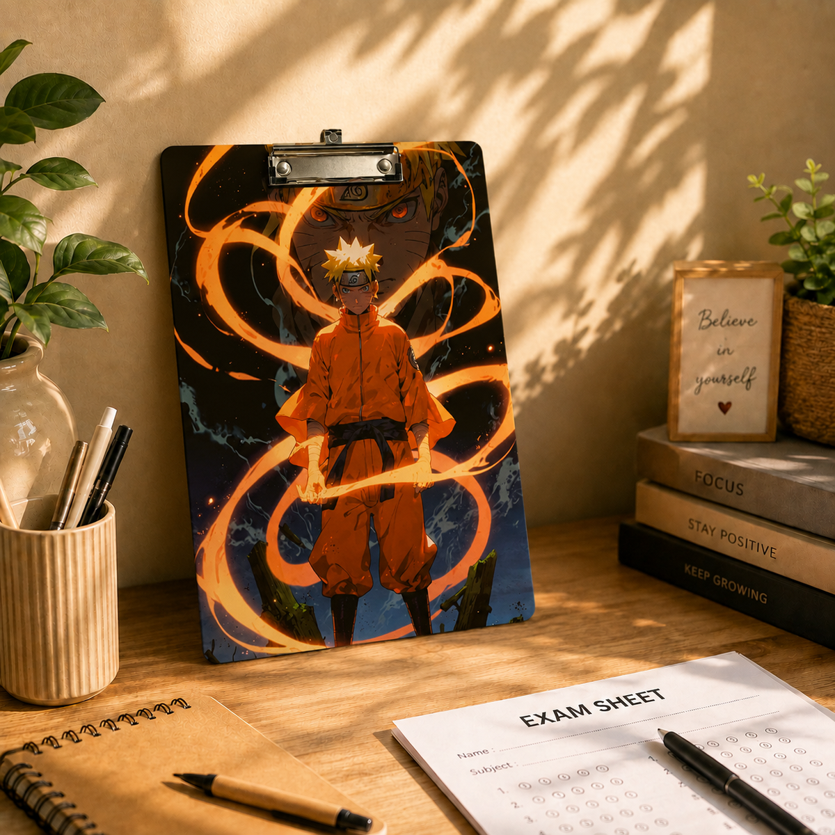 Anime Warrior Clipboard – Fiery Power Character Art