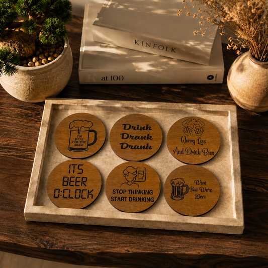 Bar Humor Wooden Coasters Set of 6