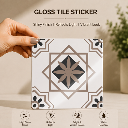 Elegant Geometric Floral Tile Sticker
