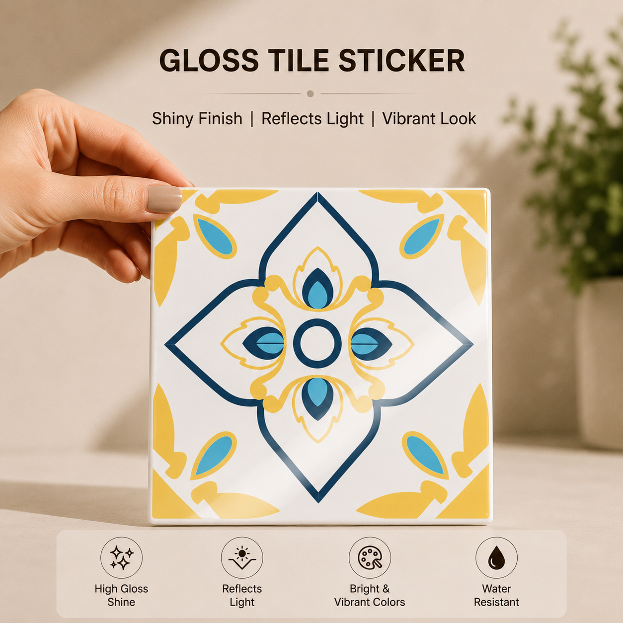 Golden Petal Heritage Tile Sticker