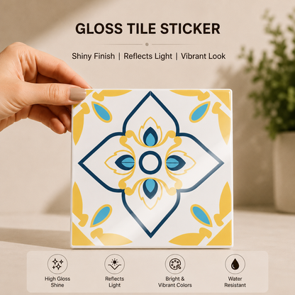 Golden Petal Heritage Tile Sticker