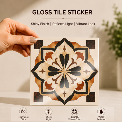 Vintage Black & Gold Floral Medallion Tile Sticker