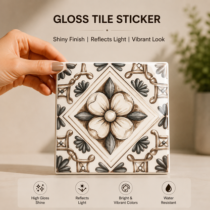 Vintage Floral Diamond Tile Sticker