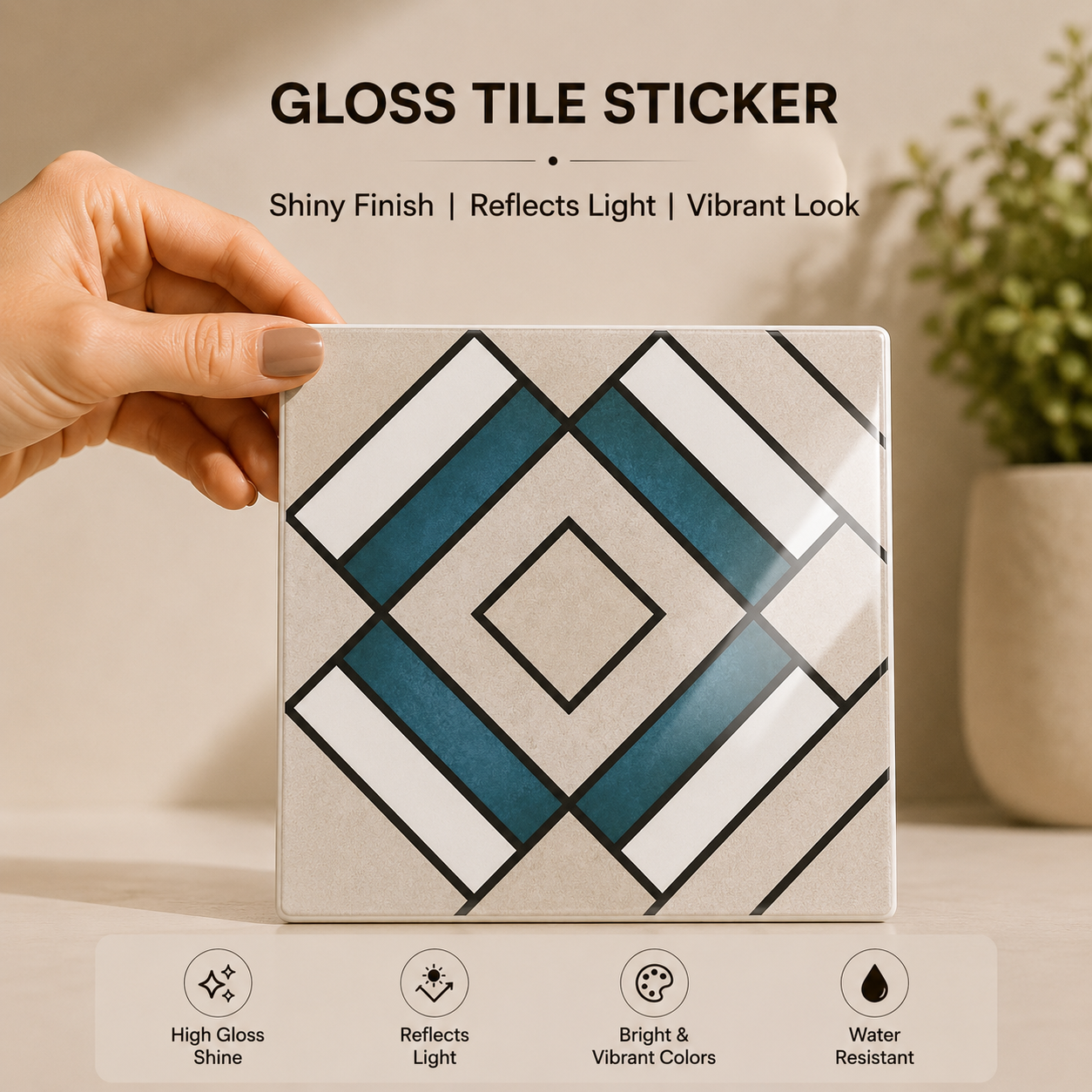 Modern Blue Geometric Tile Sticker