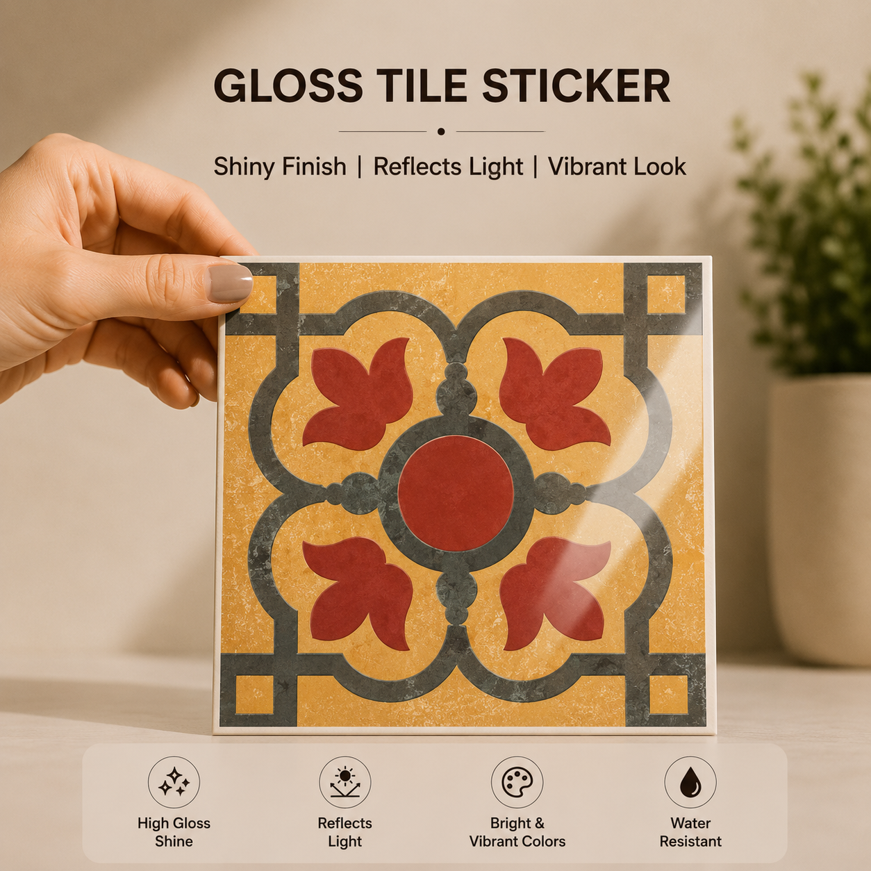 Vintage Mustard Floral Tile Sticker