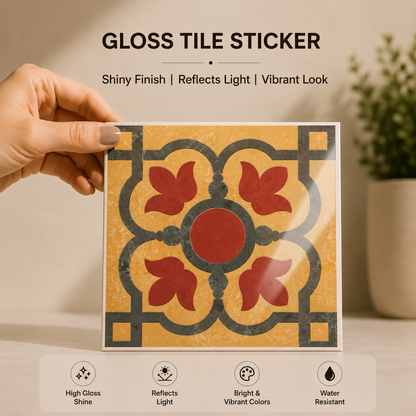 Vintage Mustard Floral Tile Sticker