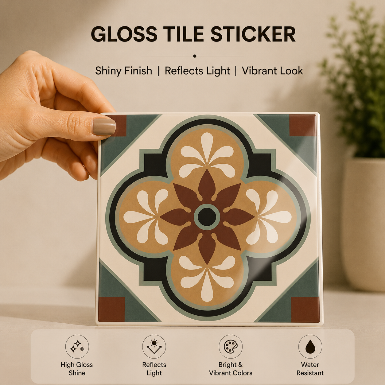 Classic Beige & Sage Decorative Tile Sticker