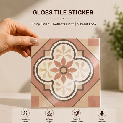 Soft Terracotta Floral Tile Sticker