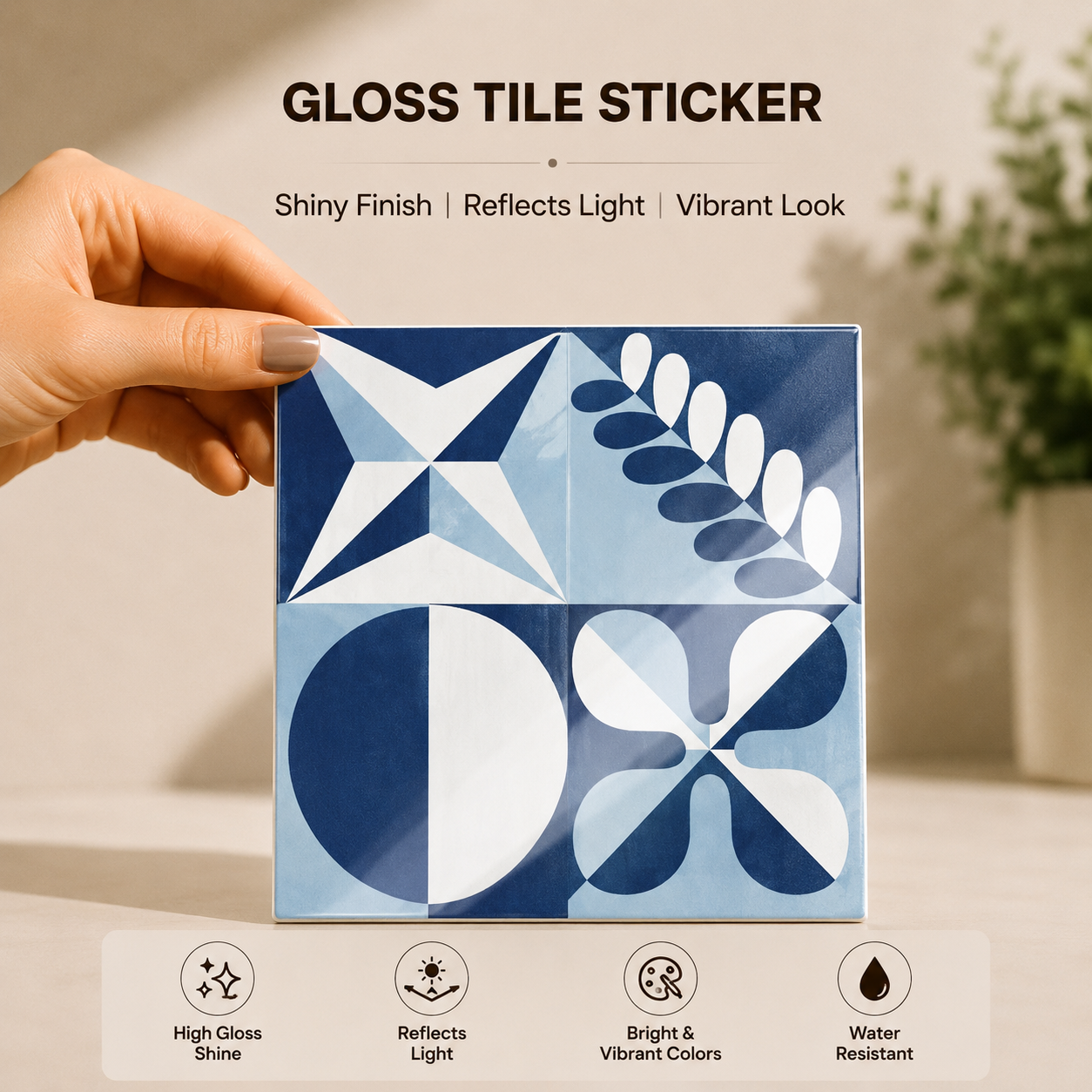 Scandinavian Blue Abstract Tile Sticker