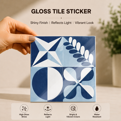Scandinavian Blue Abstract Tile Sticker