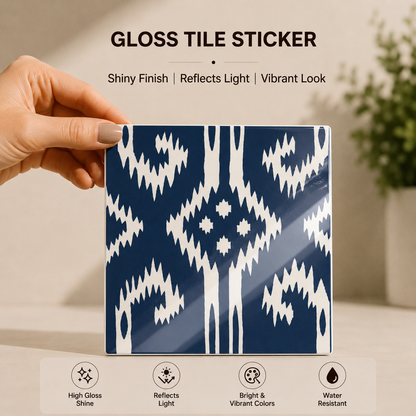 Indigo Ikat Pattern Tile Sticker