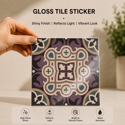 Vintage Victorian Floral Mosaic Tile Sticker