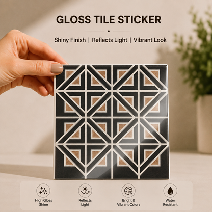 Modern Black Geometric Mosaic Tile Sticker