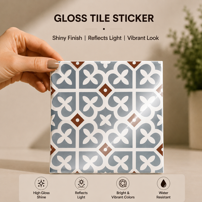 Sky Blue Moroccan Floral Tile Sticker