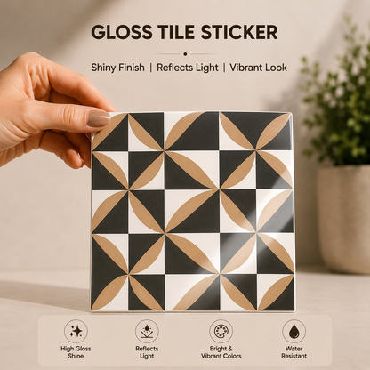 Modern Black & Sand Geometric Tile Sticker