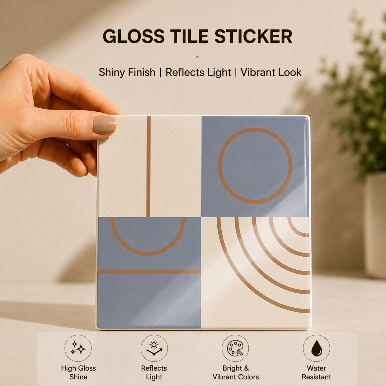 Sky Blue Geometric Abstract Tile Sticker