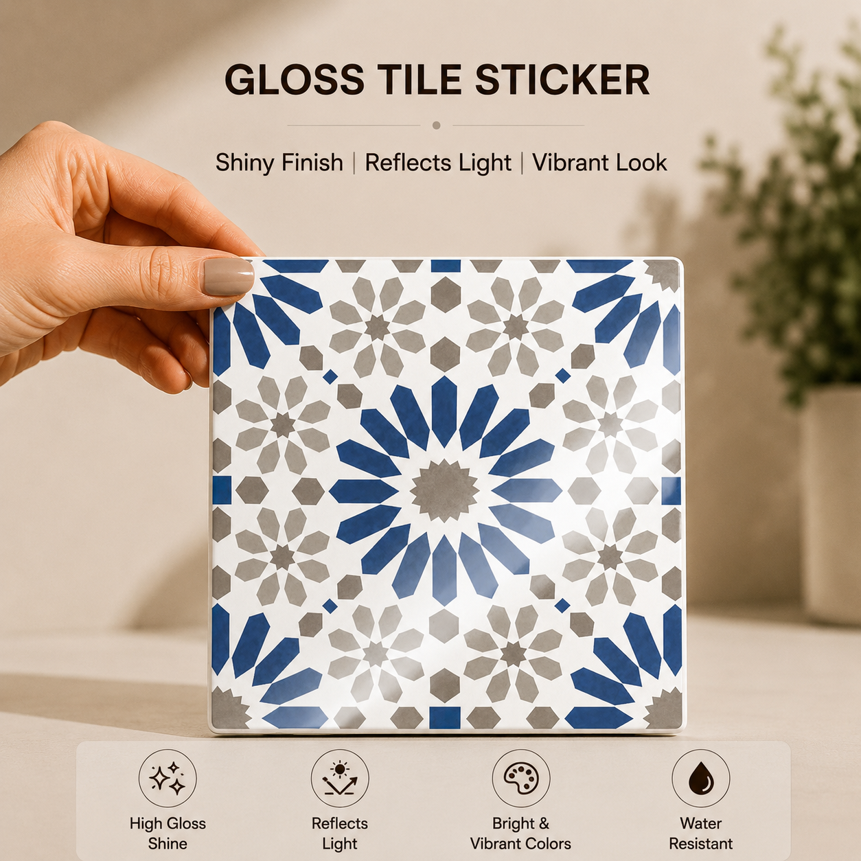 Blue Moroccan Floral Tile Sticker