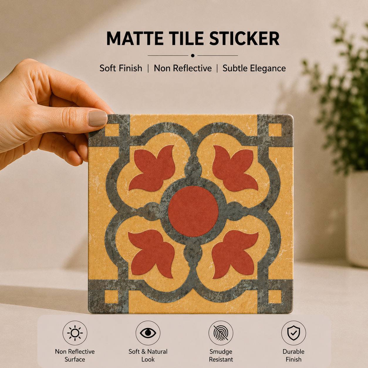 Vintage Mustard Floral Tile Sticker