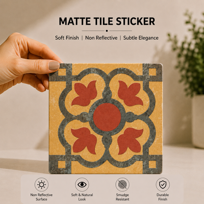 Vintage Mustard Floral Tile Sticker