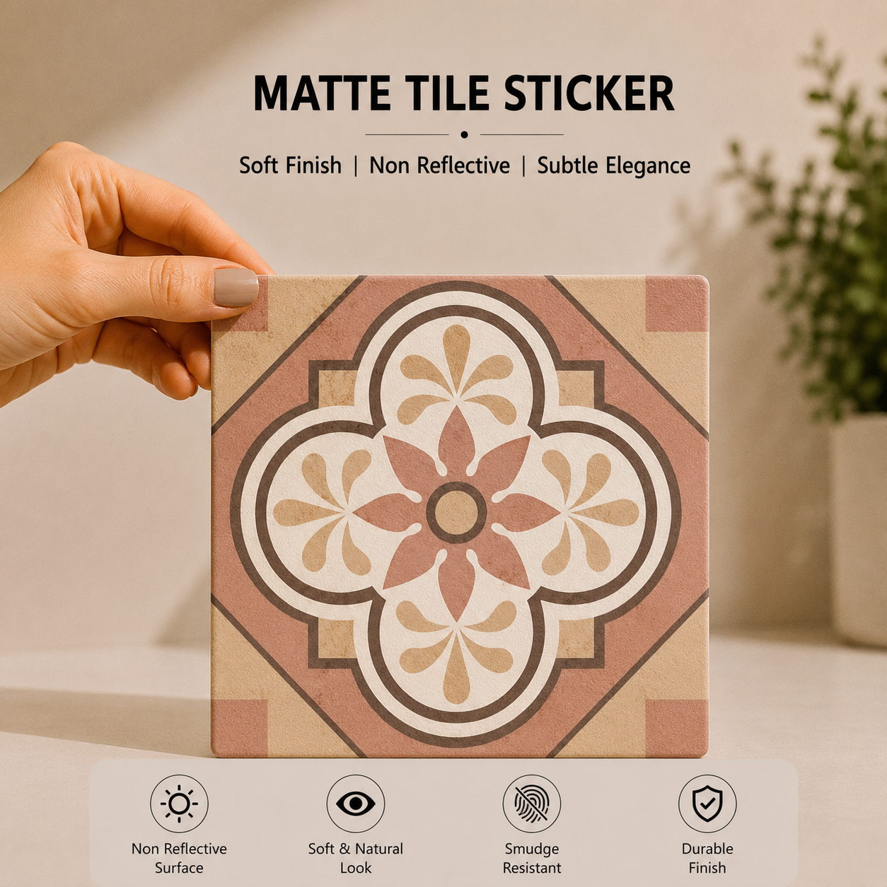 Soft Terracotta Floral Tile Sticker
