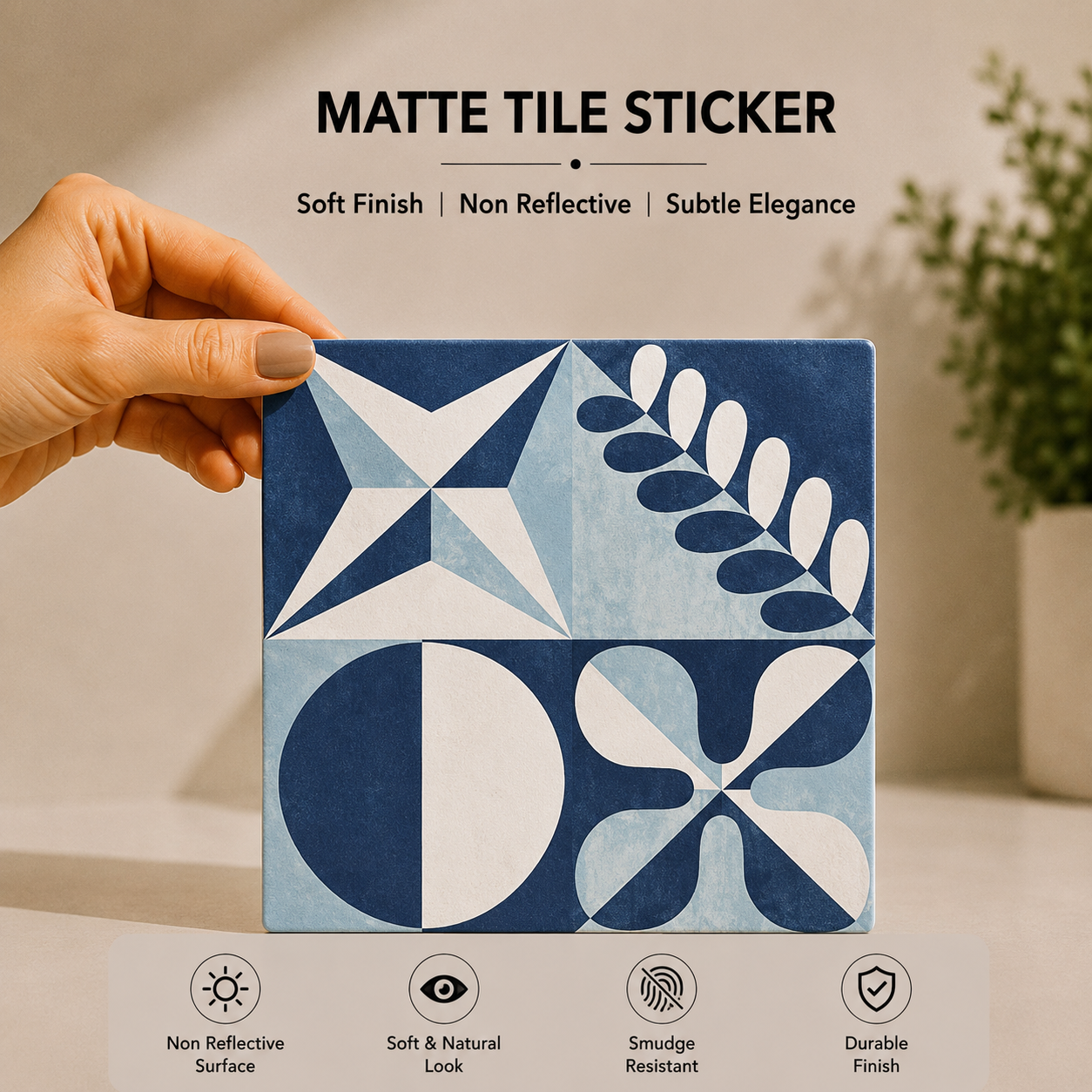 Scandinavian Blue Abstract Tile Sticker