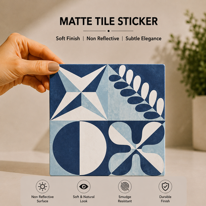 Scandinavian Blue Abstract Tile Sticker