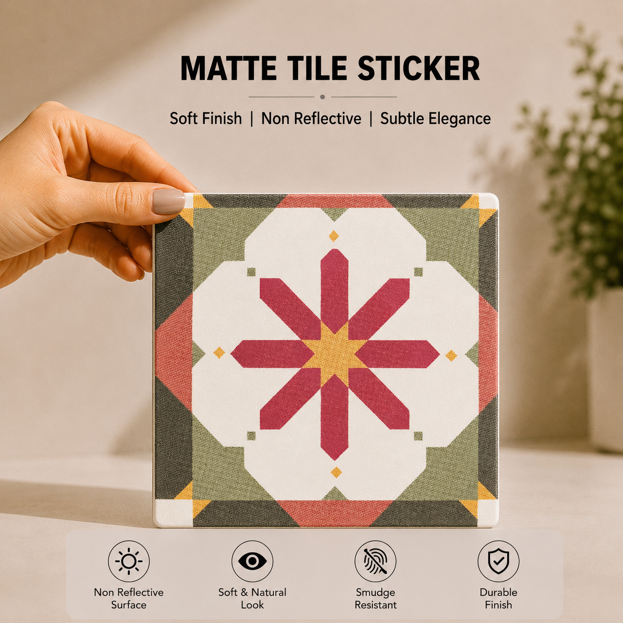 Rustic Terracotta Moroccan Star Tile Sticker