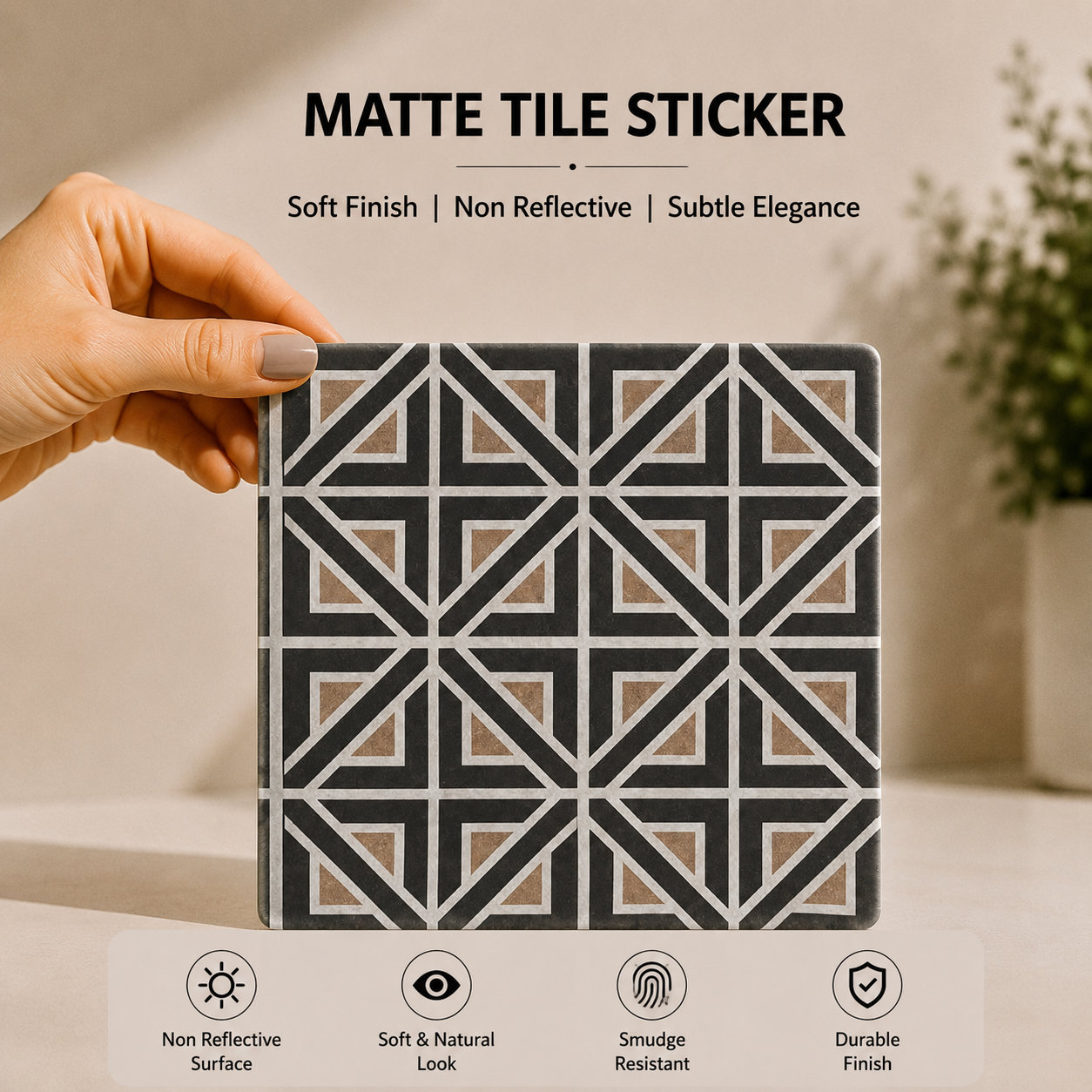 Modern Black Geometric Mosaic Tile Sticker