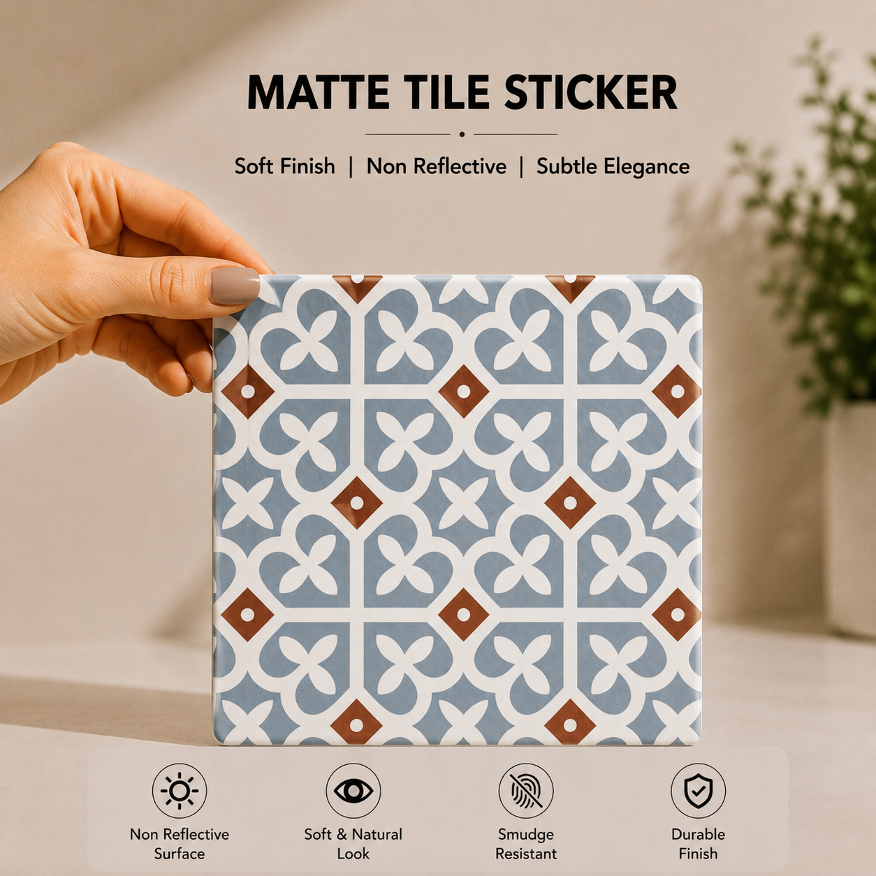 Sky Blue Moroccan Floral Tile Sticker