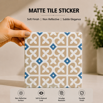 Blue & Sand Moroccan Floral Tile Sticker