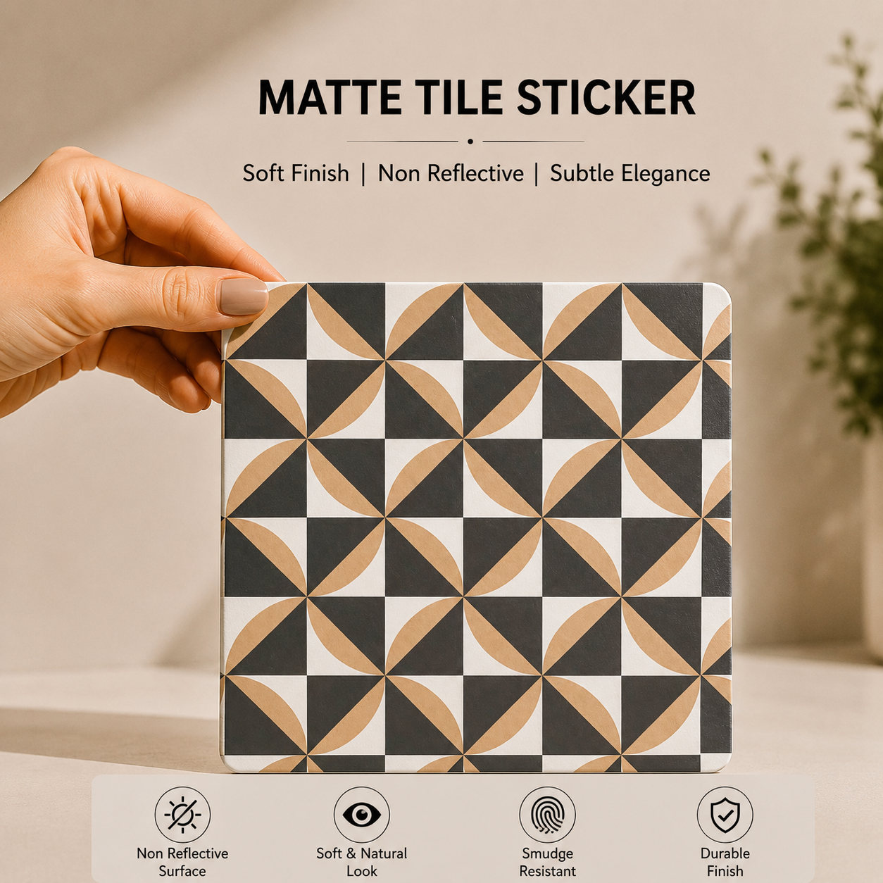 Modern Black & Sand Geometric Tile Sticker