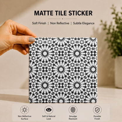 Monochrome Moroccan Star Mosaic Tile Sticker