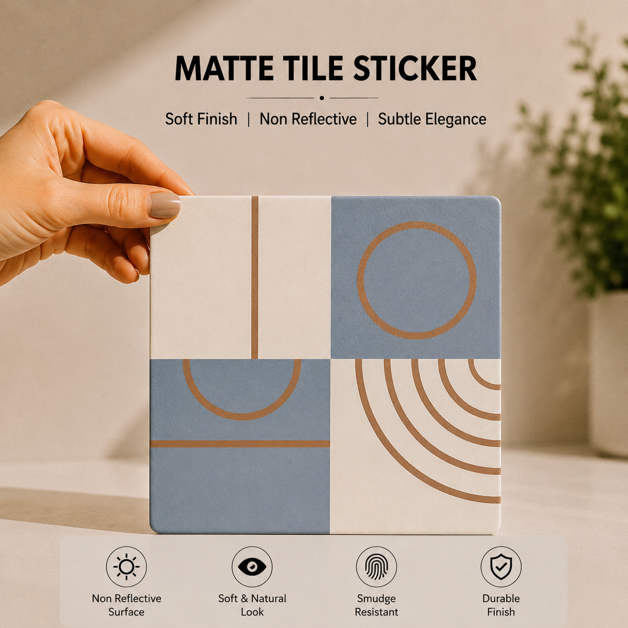 Sky Blue Geometric Abstract Tile Sticker