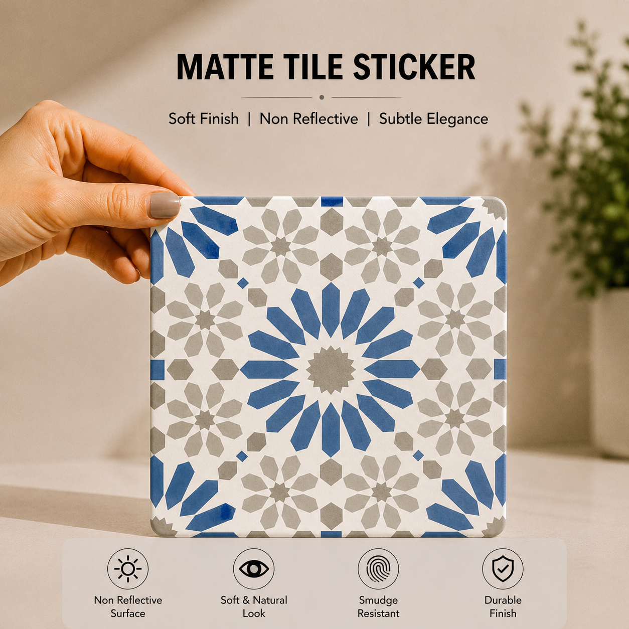 Blue Moroccan Floral Tile Sticker