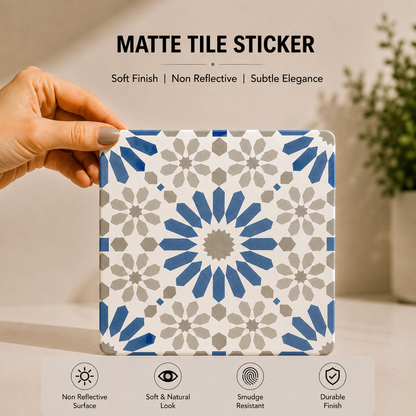 Blue Moroccan Floral Tile Sticker
