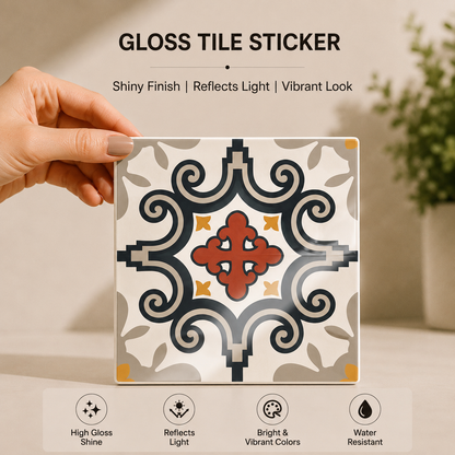 Vintage Mediterranean Scroll Tile Sticker