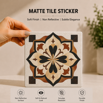 Vintage Black & Gold Floral Medallion Tile Sticker