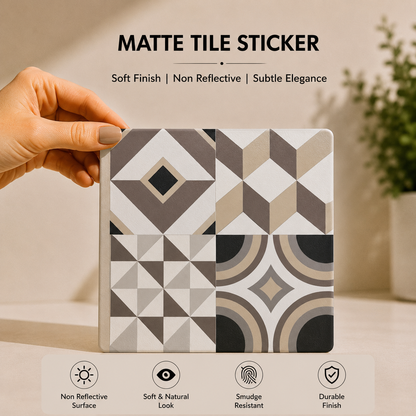 Modern Neutral Geometric Patchwork Tile Sticker